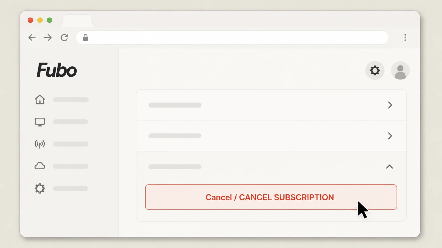 Fubo Fubo website (direct billing) cancellation: Cancel the subscription and confirm