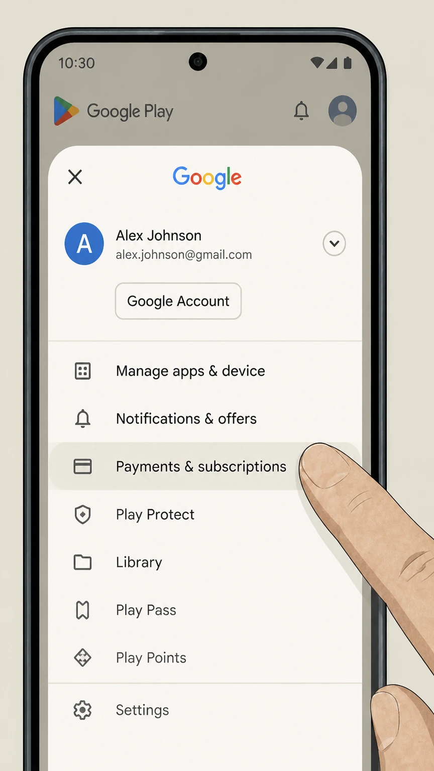 Gaia google-play cancellation: Open Payments & subscriptions