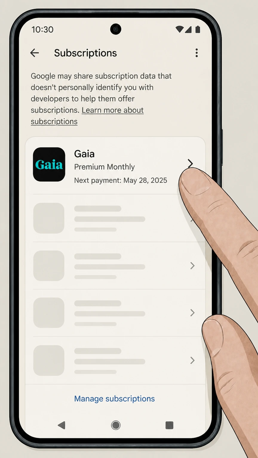 Gaia google-play cancellation: Choose Gaia