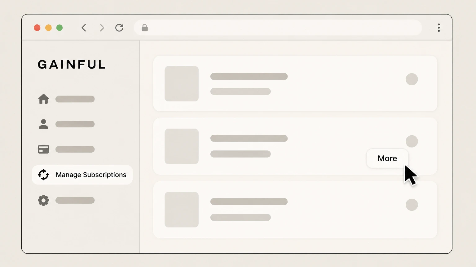 Gainful Gainful website account cancellation: Select the subscription to cancel