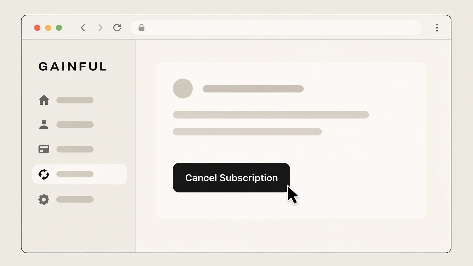 Gainful Gainful website account cancellation: Confirm Cancel Subscription