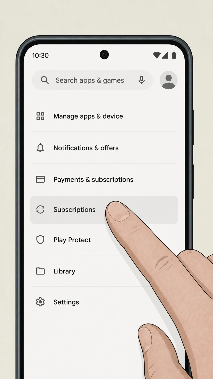 Glo google-play cancellation: Open Subscriptions