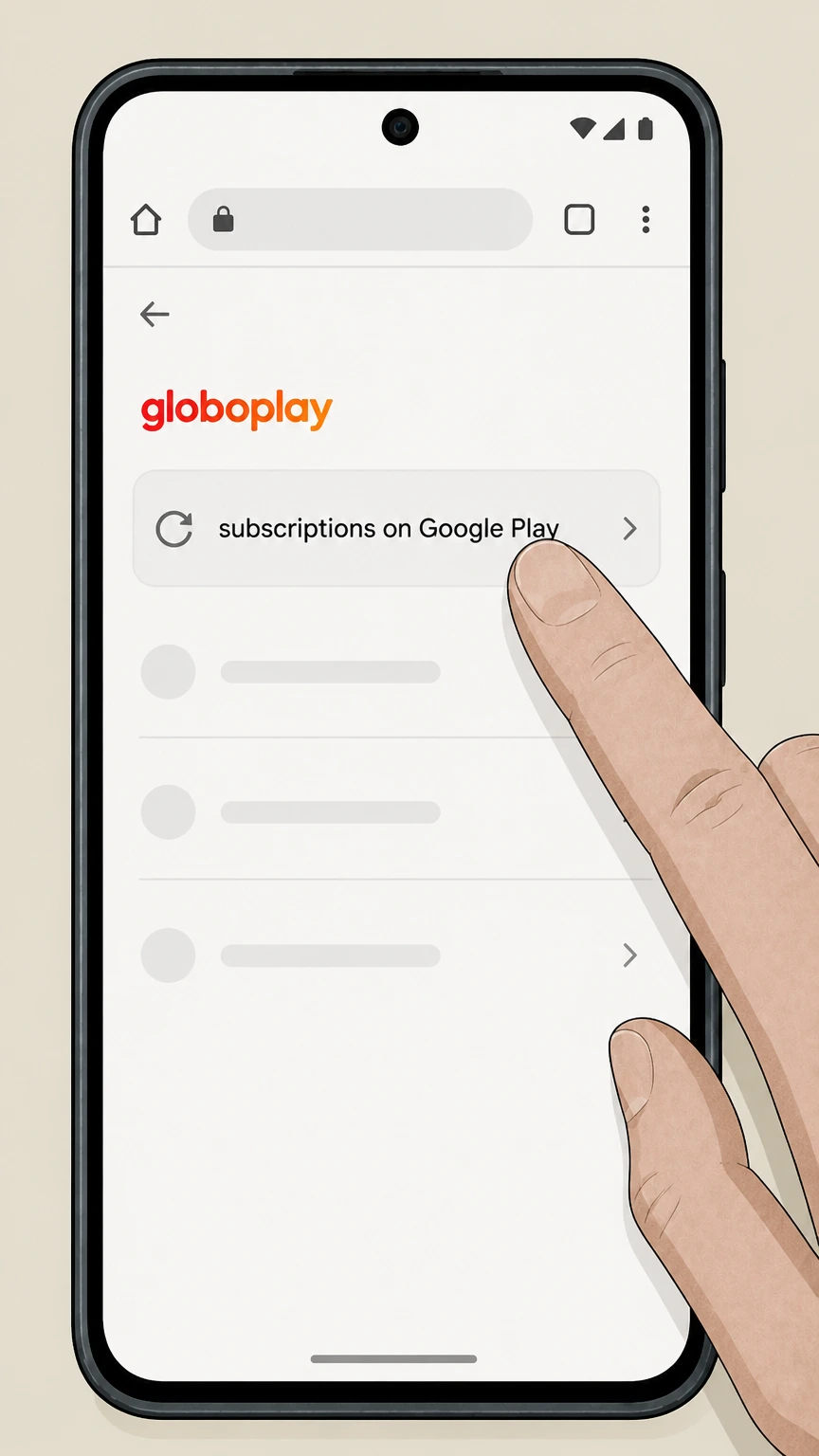 Globoplay Google Play subscriptions on Android: Go to Subscriptions on Google Play