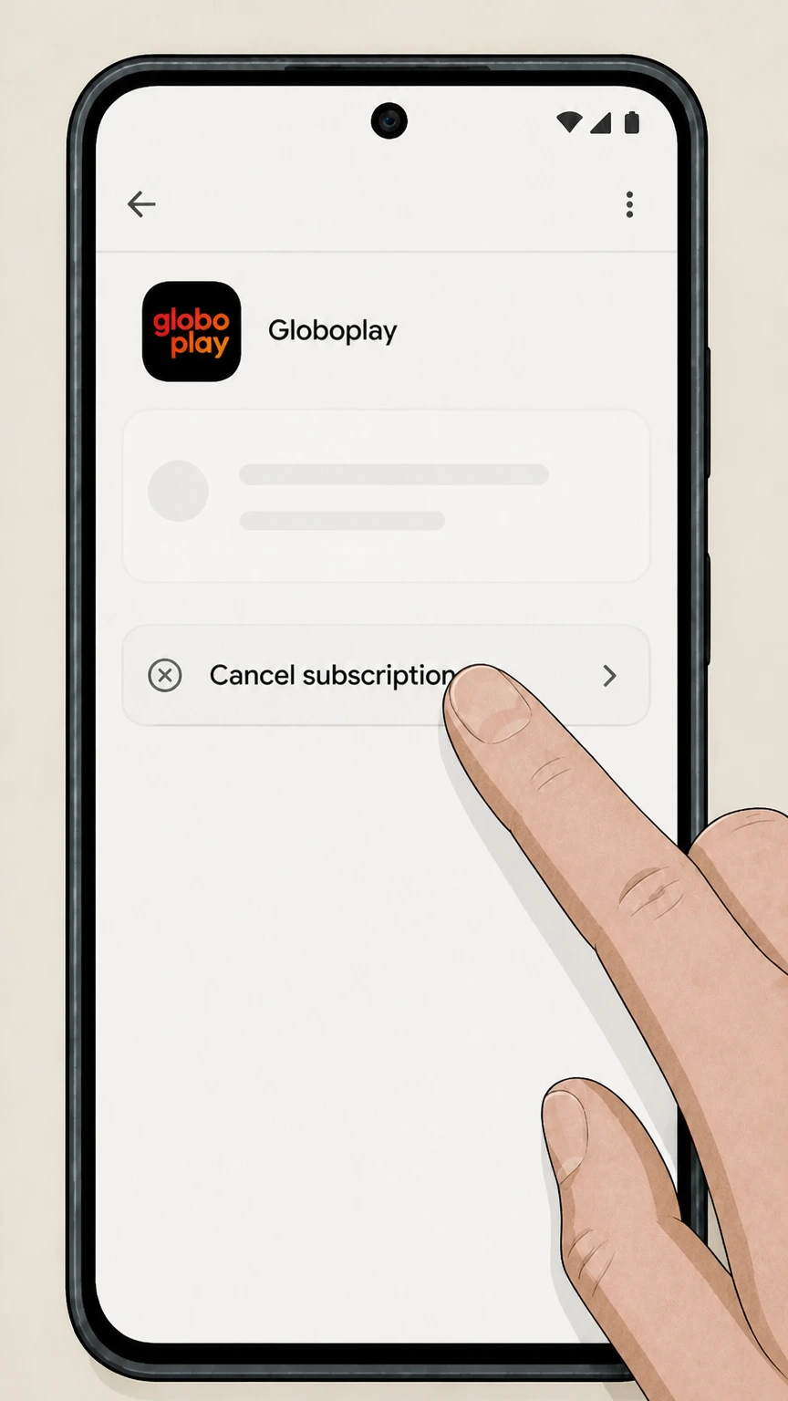 Globoplay Google Play subscriptions on Android: Tap Cancel subscription