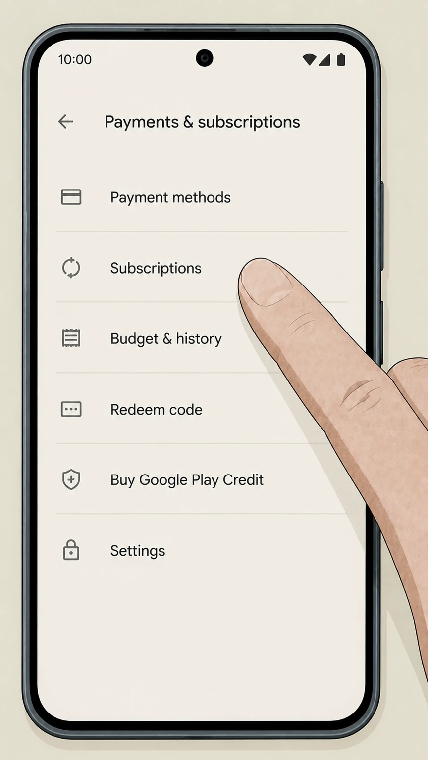 Google One android cancellation: Open Subscriptions