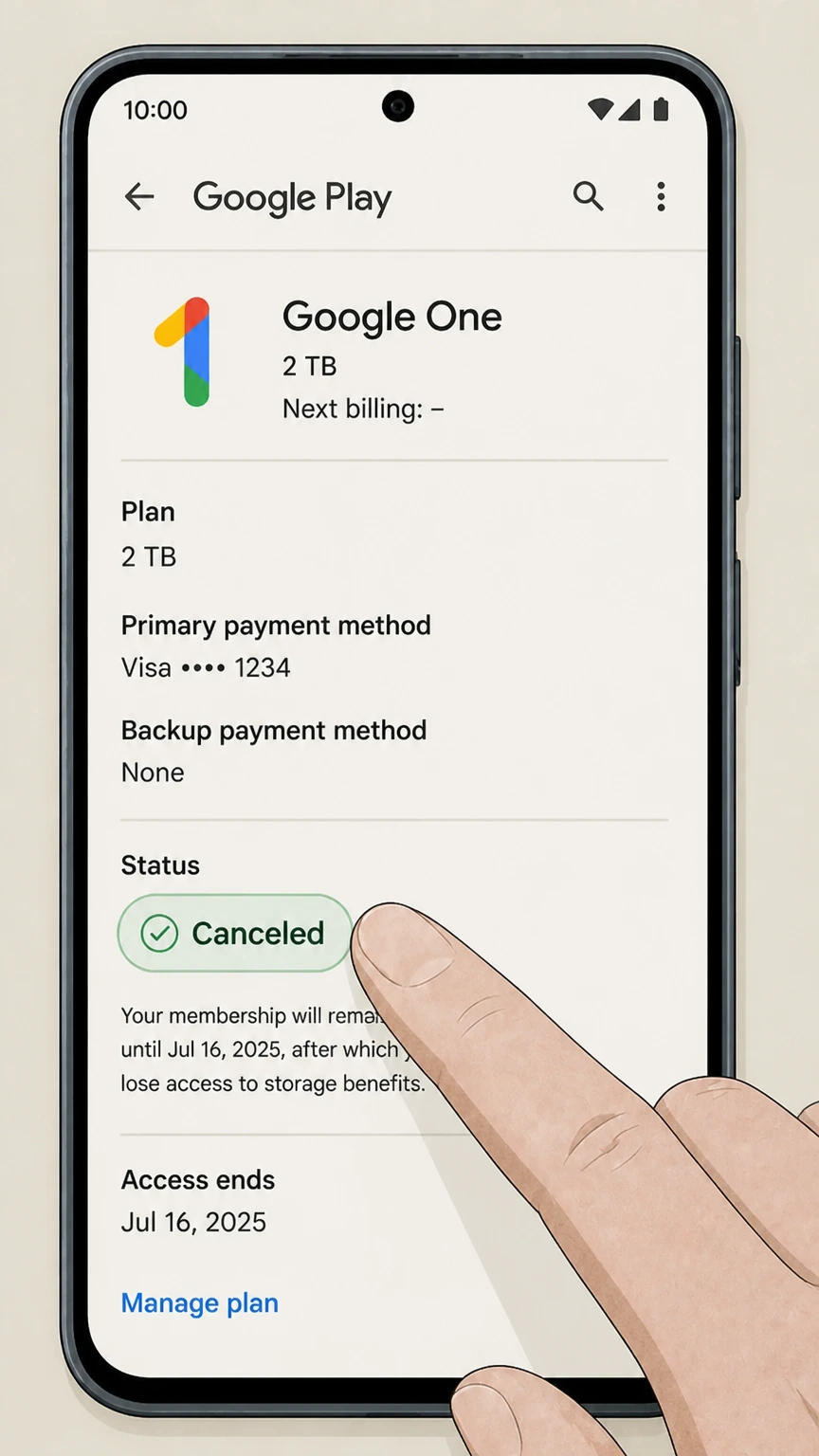 Google One android cancellation: Save the expiration date