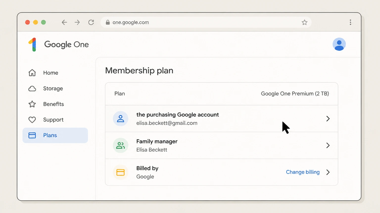 Google One web cancellation: Find the purchasing Google account