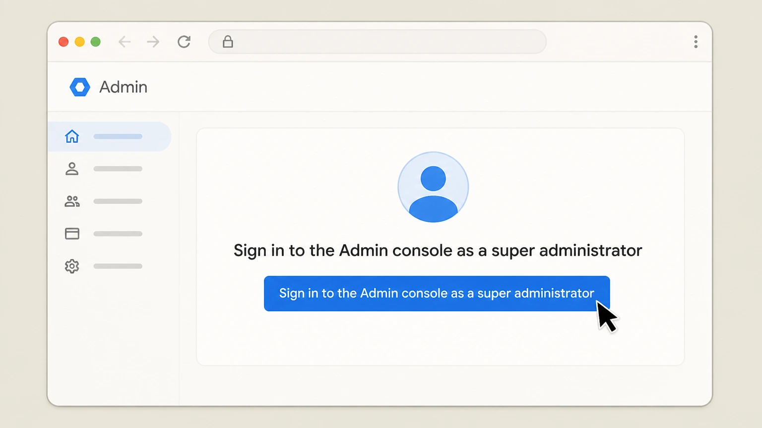 Google Workspace web cancellation: Sign in to the Admin console as a super administrator