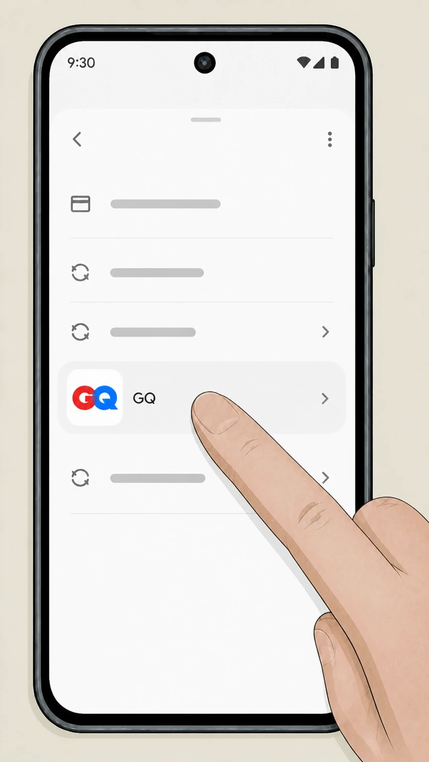 GQ Google Play (Android‑billed GQ subscriptions) cancellation: Select GQ