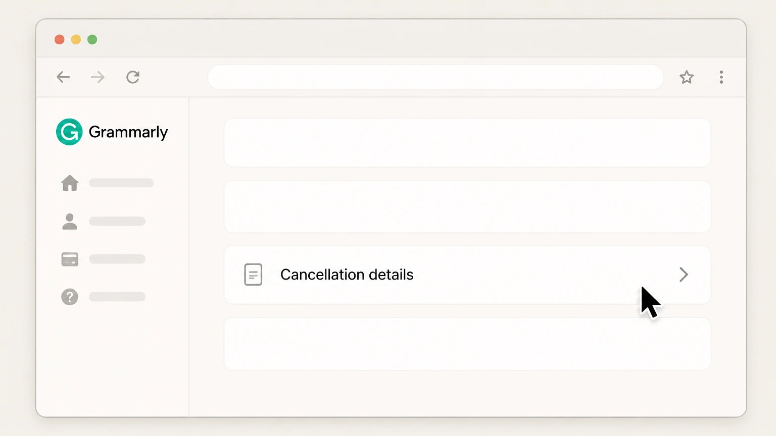 Grammarly cancel on the provider website: Save the end date