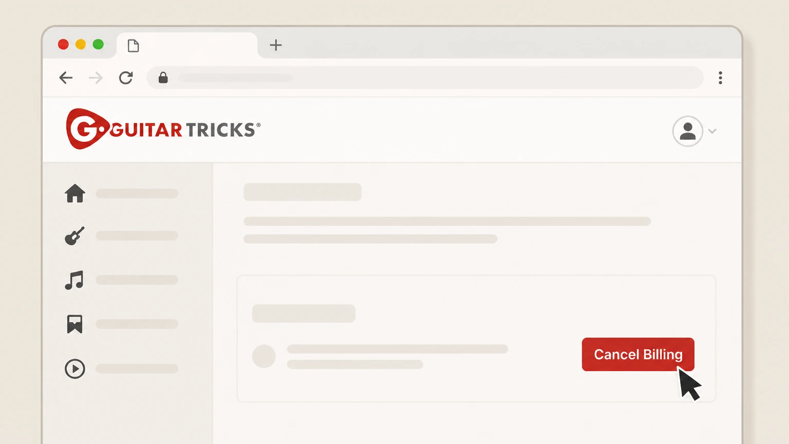 Guitar Tricks GuitarTricks.com website (direct billing) cancellation: Click Cancel Billing