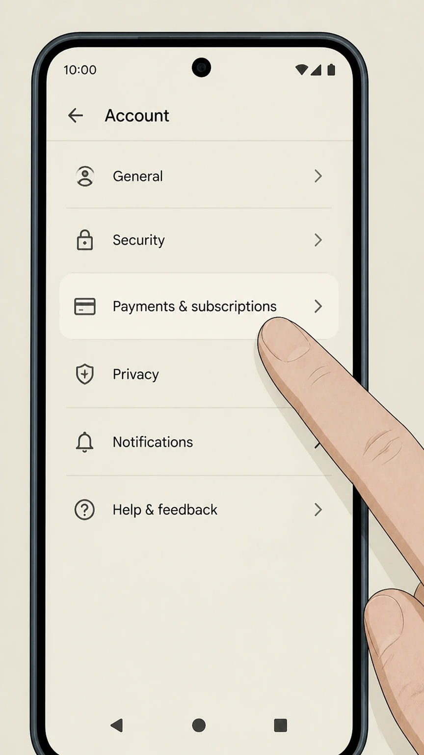 Hallmark+ google-play cancellation: Open Payments & subscriptions