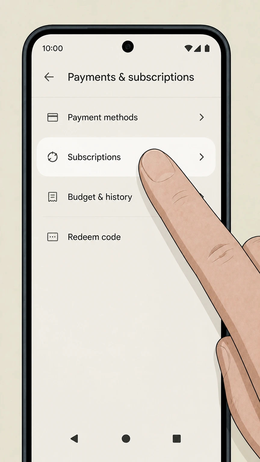 Hallmark+ google-play cancellation: Open Subscriptions