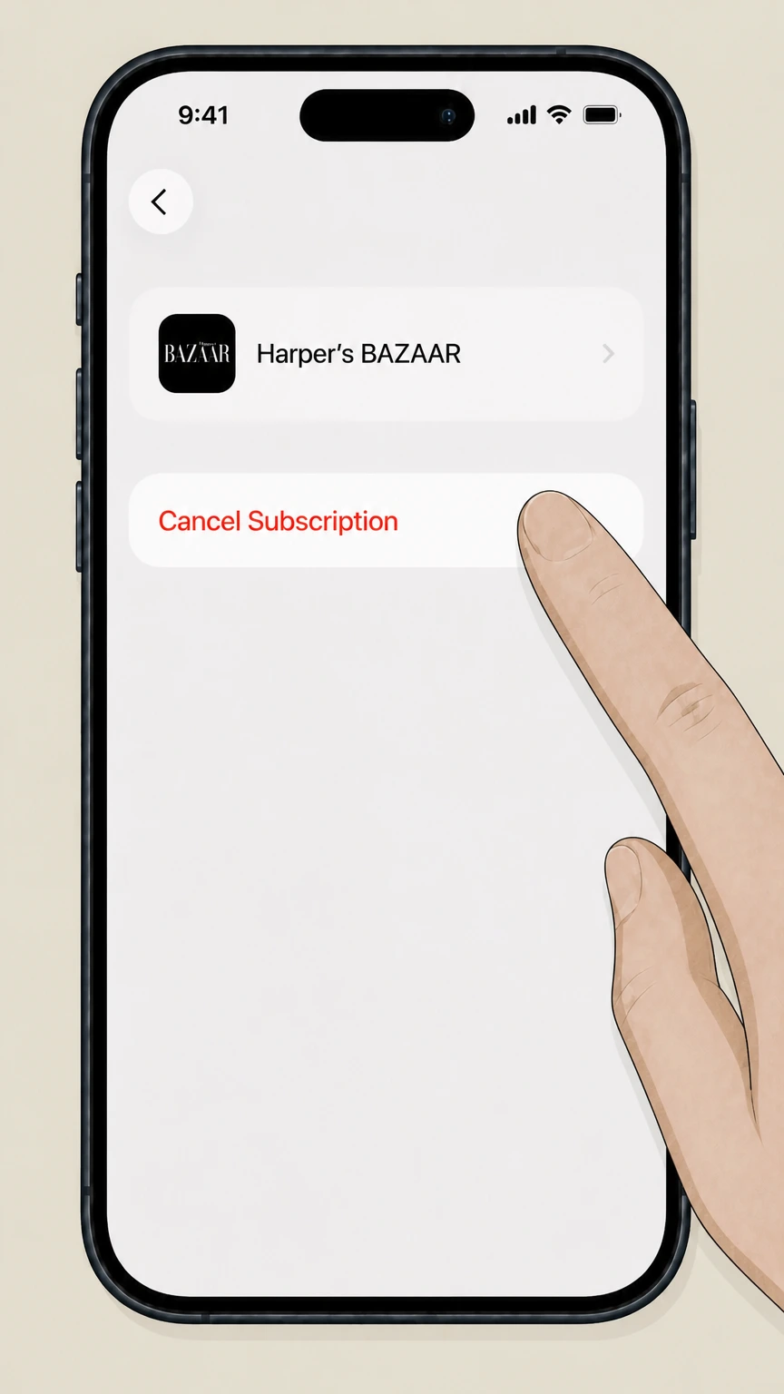 Harper's BAZAAR Harper's BAZAAR in Apple Subscriptions cancellation: Cancel the subscription