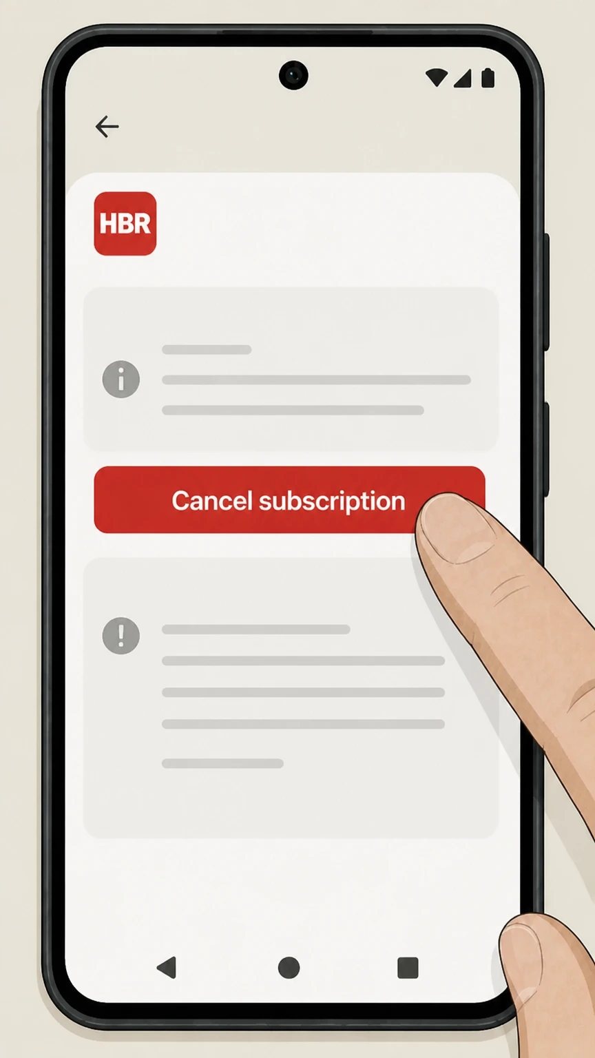 Harvard Business Review Cancel Harvard Business Review via Google Play subscriptions cancellation: Tap Cancel subscription