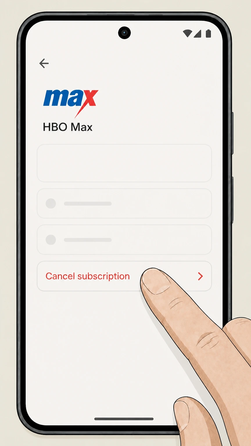 HBO Max cancel a google play subscription: Choose Cancel subscription