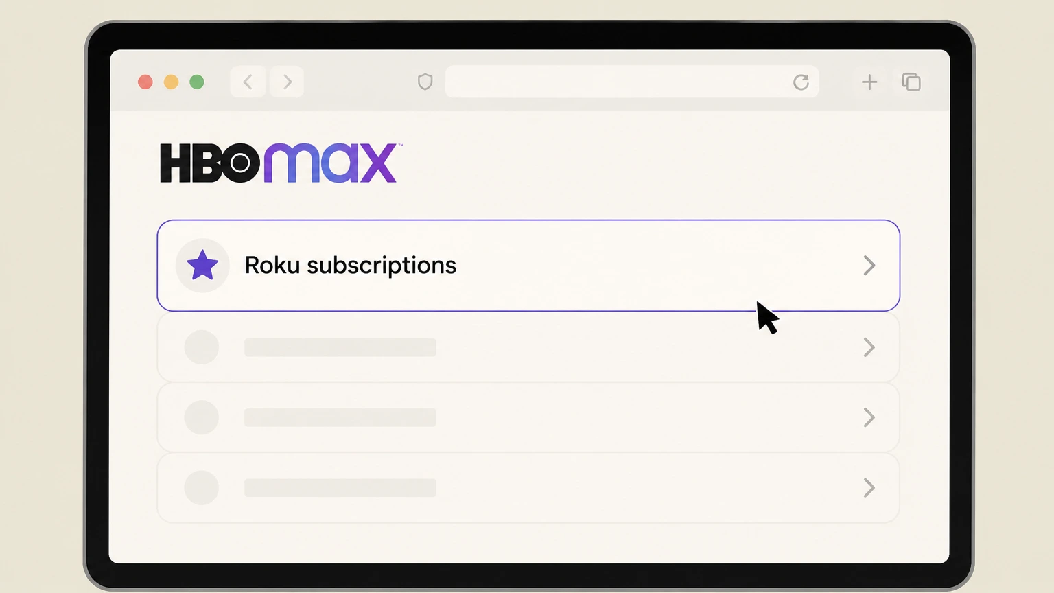 HBO Max cancel a roku-billed subscription: Open Roku subscriptions