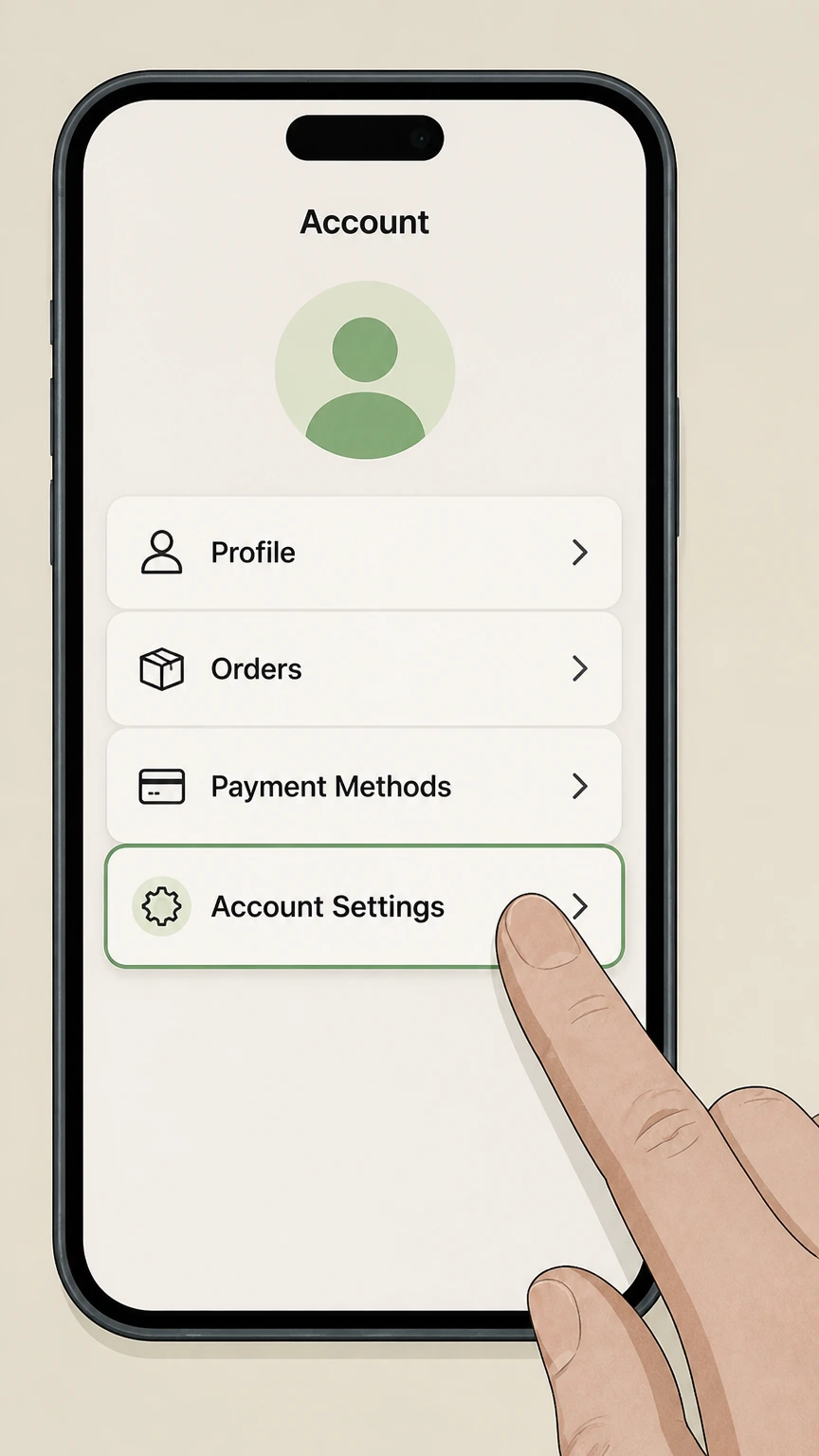 HelloFresh mobile-app cancellation: Open the mobile app and Account Settings
