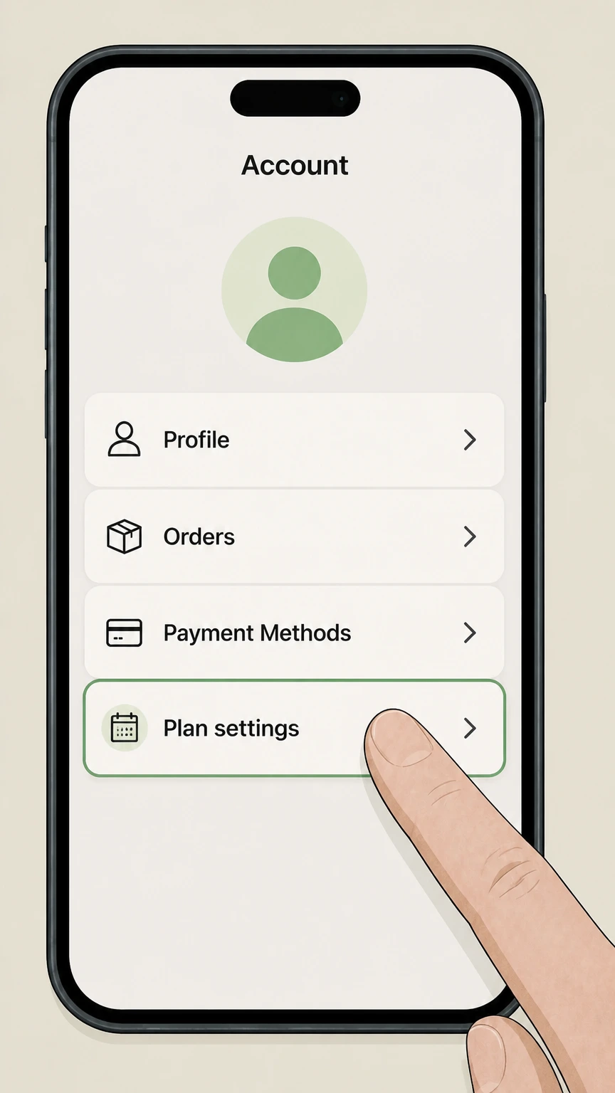 HelloFresh mobile-app cancellation: Open Plan settings