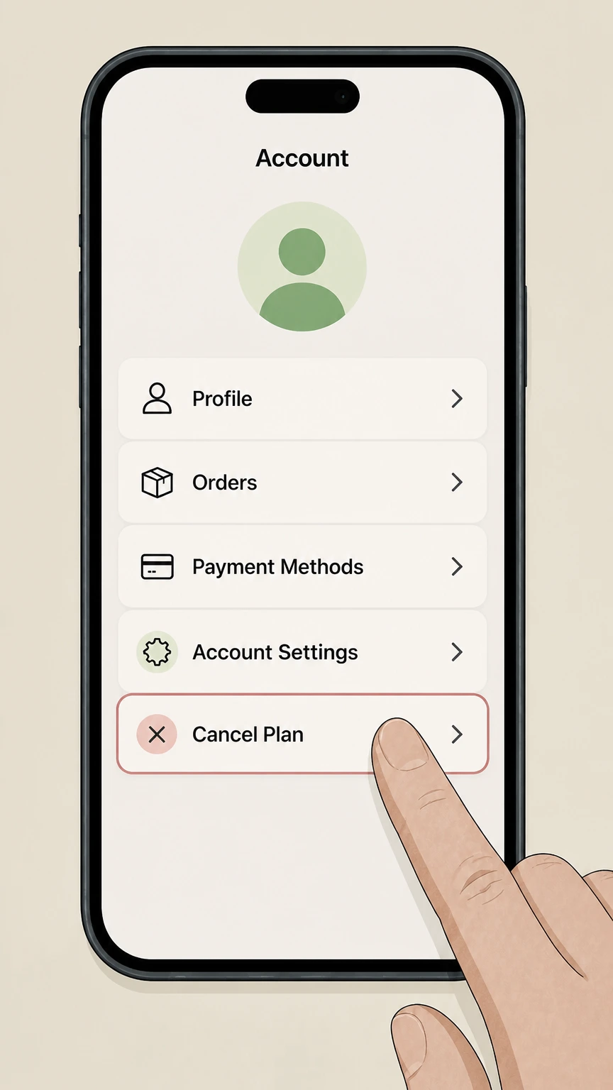 HelloFresh mobile-app cancellation: Choose Cancel Plan