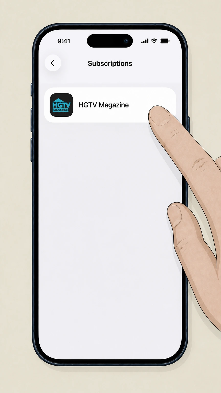 HGTV Magazine HGTV Magazine in Apple Subscriptions cancellation: Select HGTV Magazine