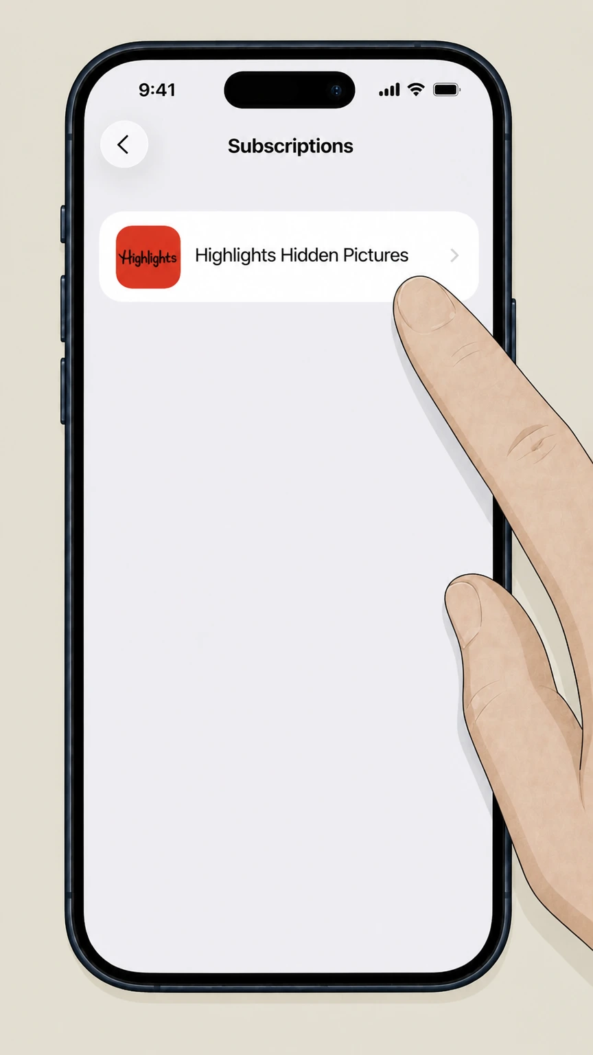 Highlights Highlights Hidden Pictures in Apple Subscriptions cancellation: Select Highlights Hidden Pictures