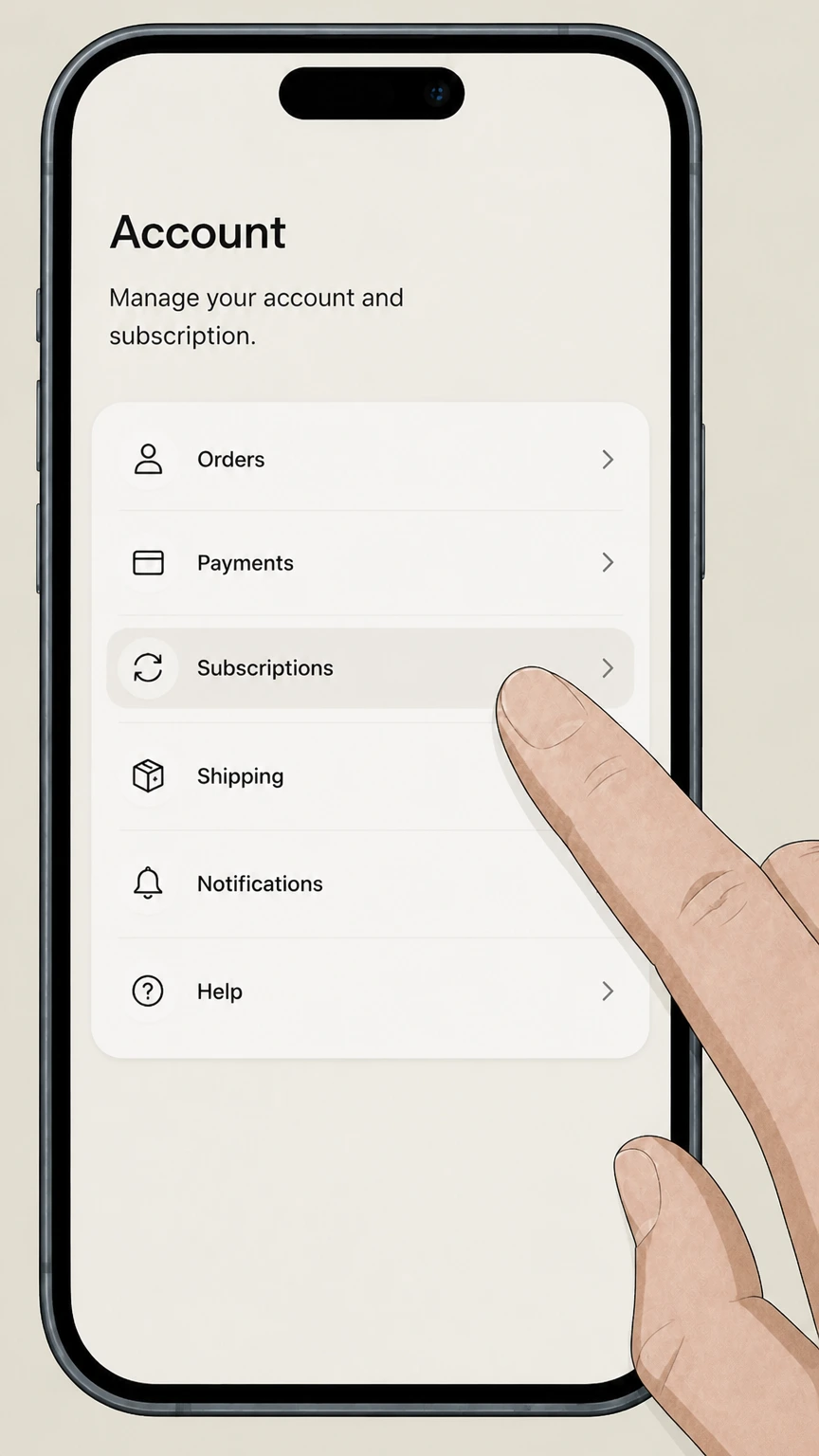 Hims mobile-app cancellation: Open Subscriptions