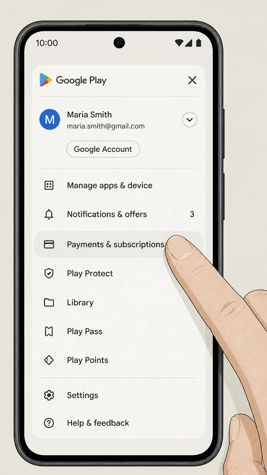 HISTORY Vault google-play cancellation: Open Payments & subscriptions
