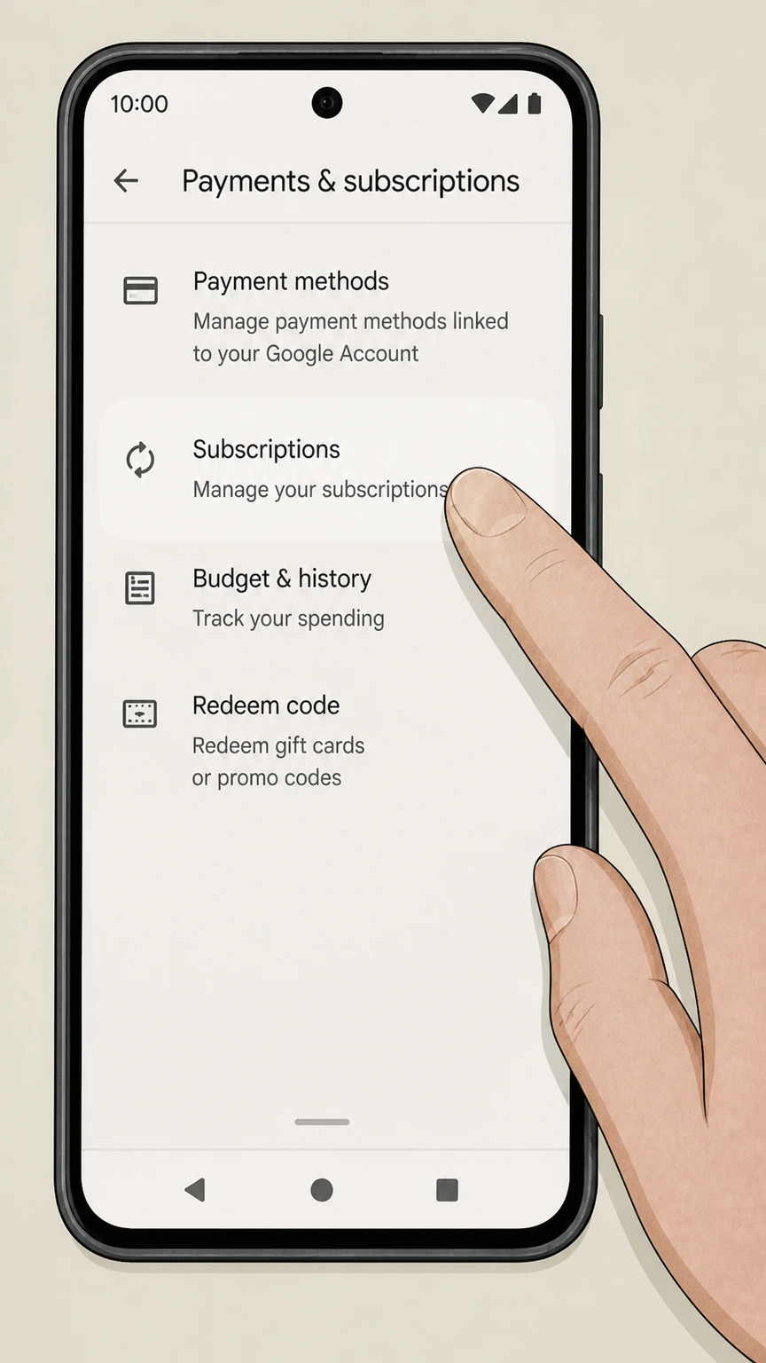 HISTORY Vault google-play cancellation: Open Subscriptions