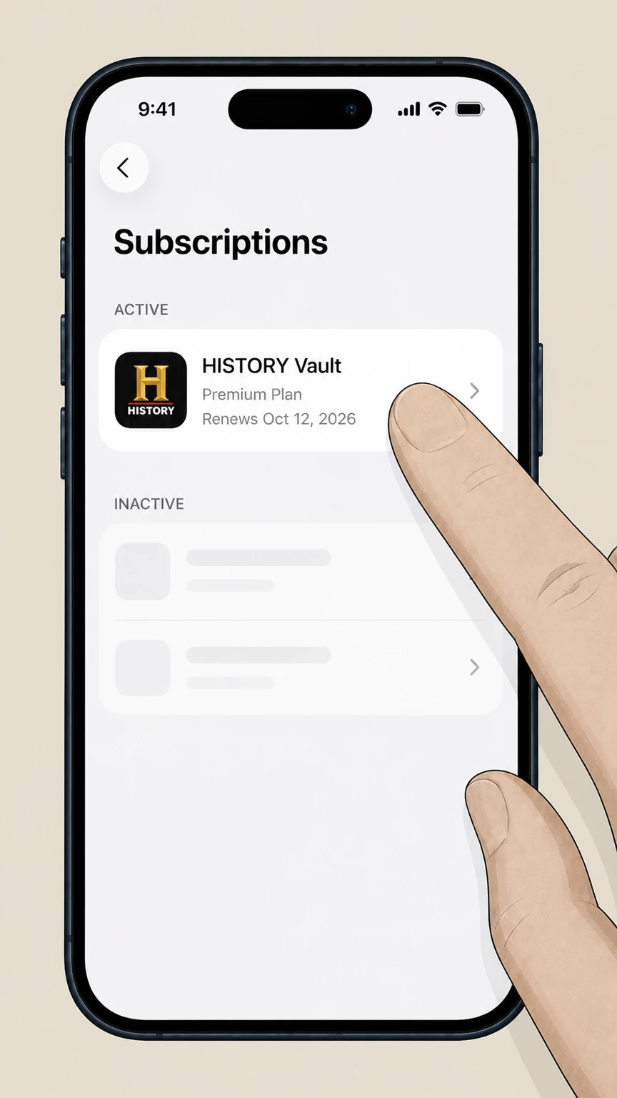 HISTORY Vault ios cancellation: Choose HISTORY Vault