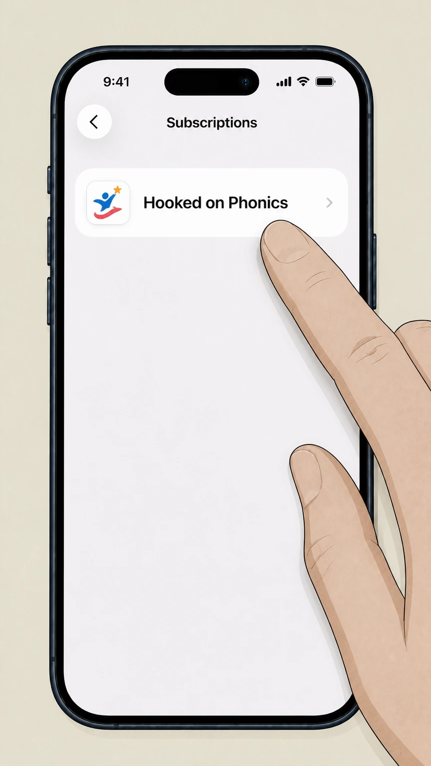 Hooked on Phonics Apple App Store (iPhone/iPad) cancellation: Select Hooked on Phonics