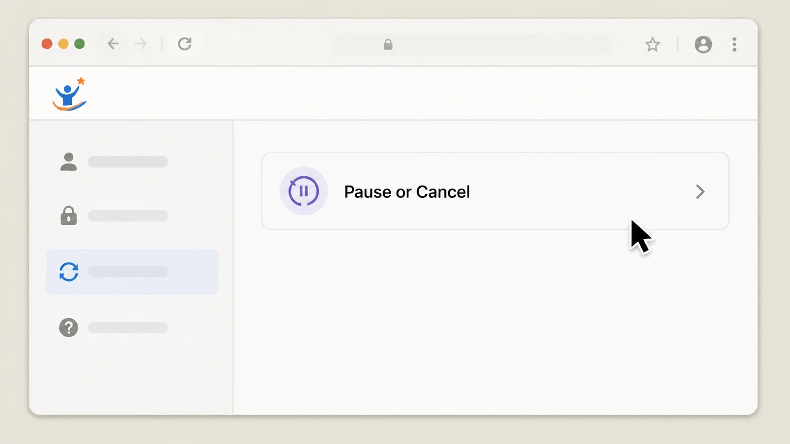 Hooked on Phonics Hooked & Company account dashboard (direct billing) cancellation: Choose Pause or Cancel