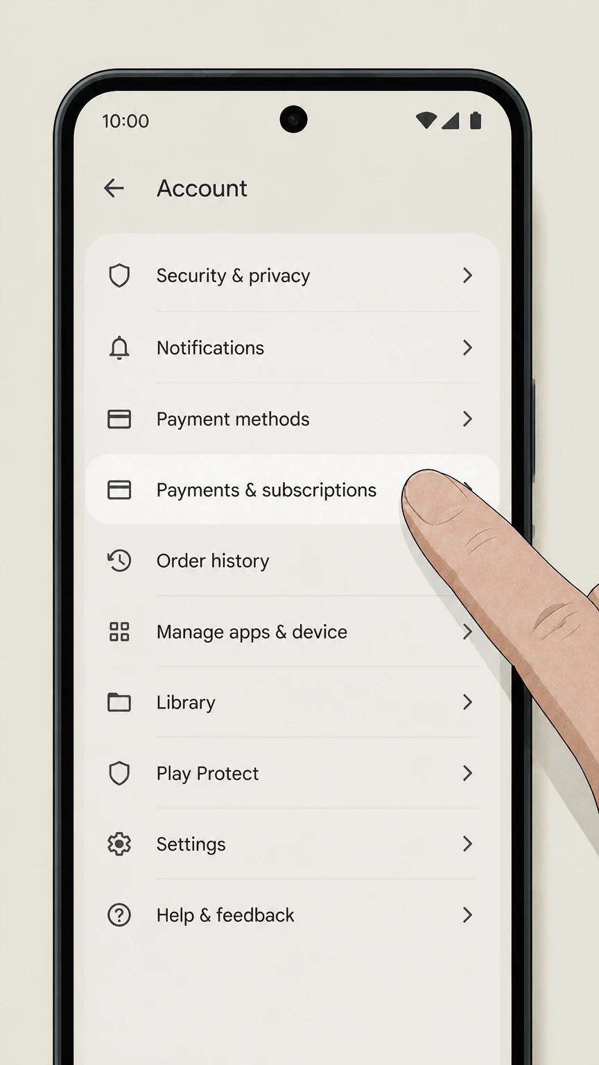 Hotspot Shield google-play cancellation: Open Payments & subscriptions