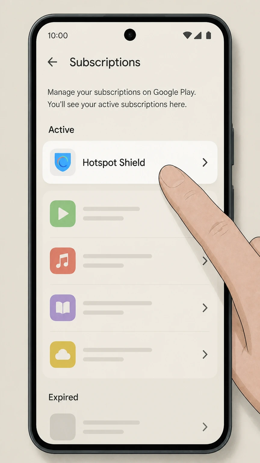 Hotspot Shield google-play cancellation: Choose Hotspot Shield