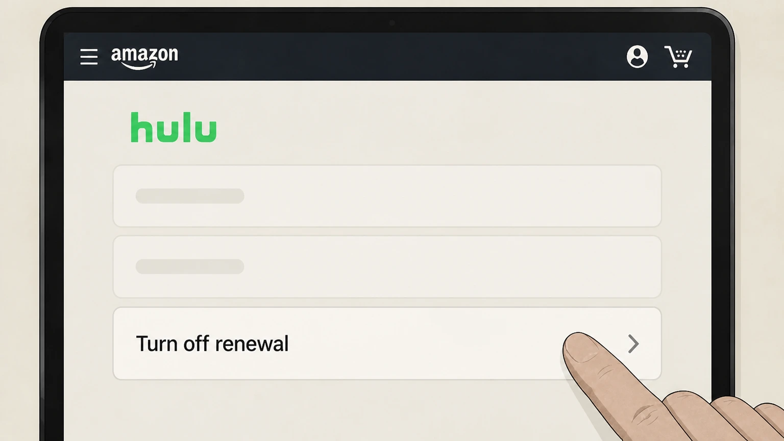 Hulu cancel an amazon-billed subscription: Turn off renewal