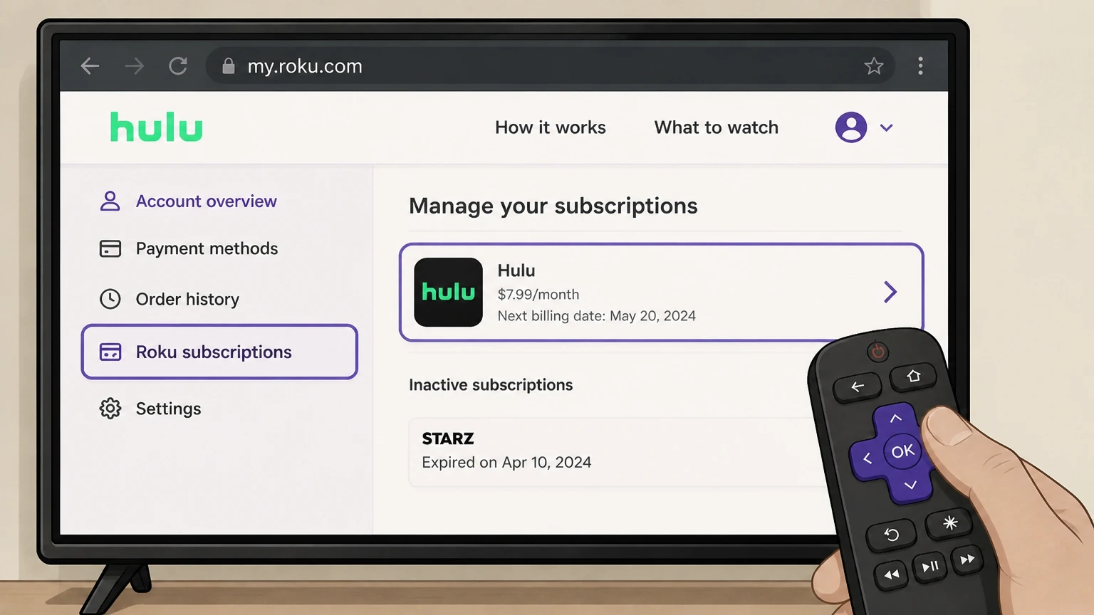 Hulu roku cancellation: Find the active subscription