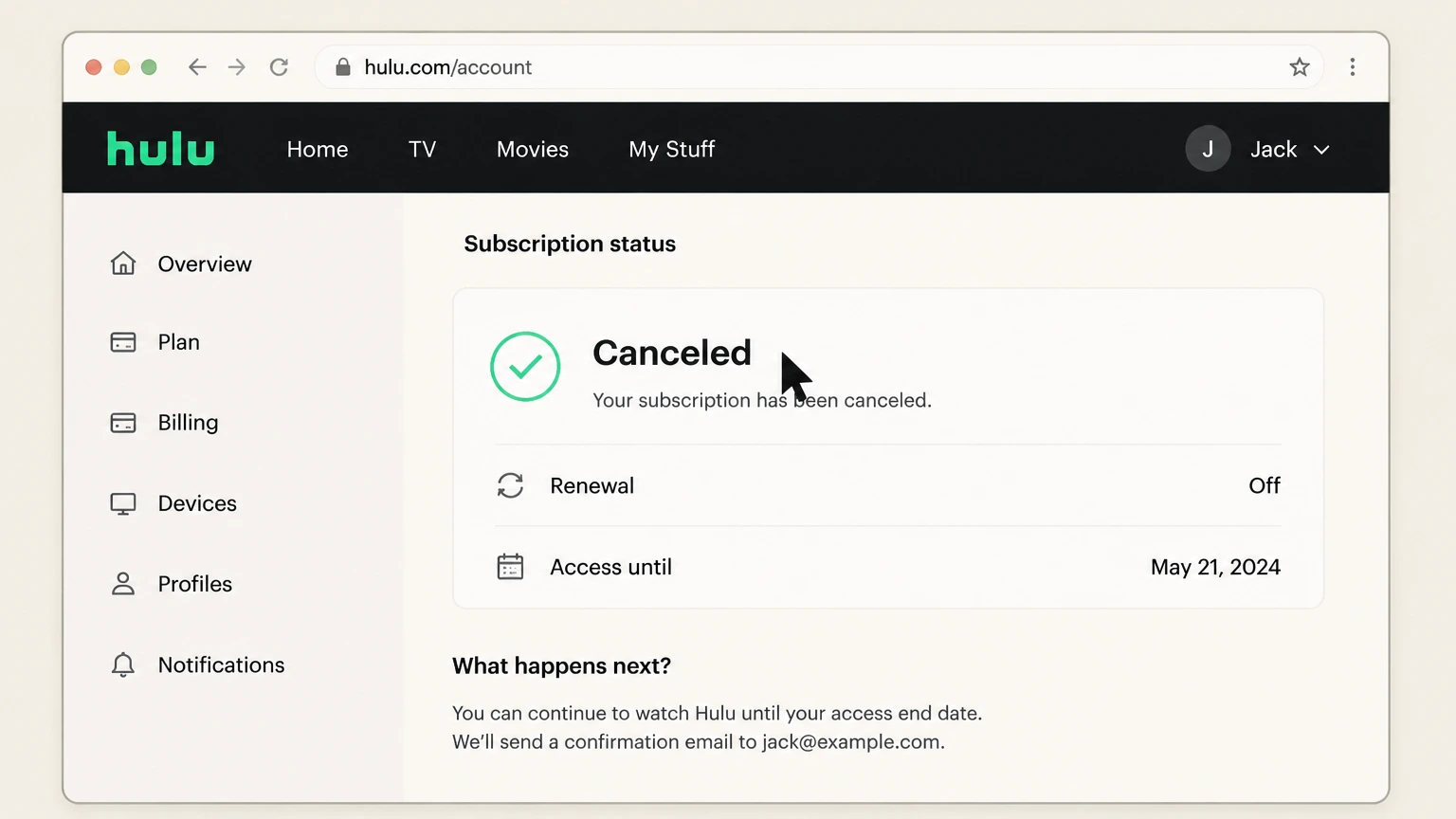 Hulu web cancellation: Complete the flow