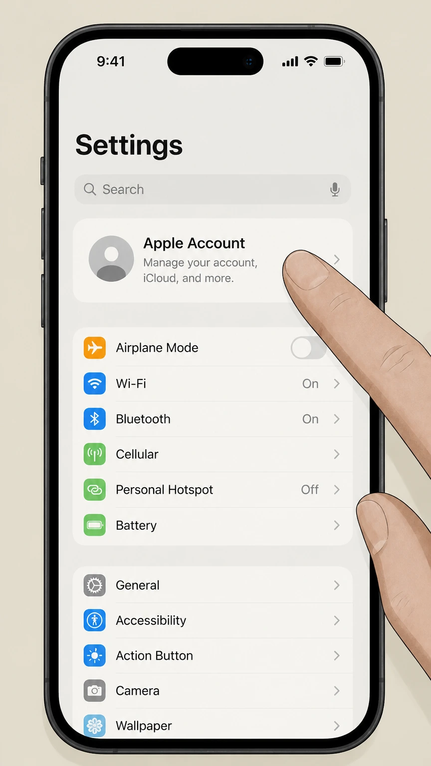 iCloud+ ios cancellation: Open Settings and tap your name