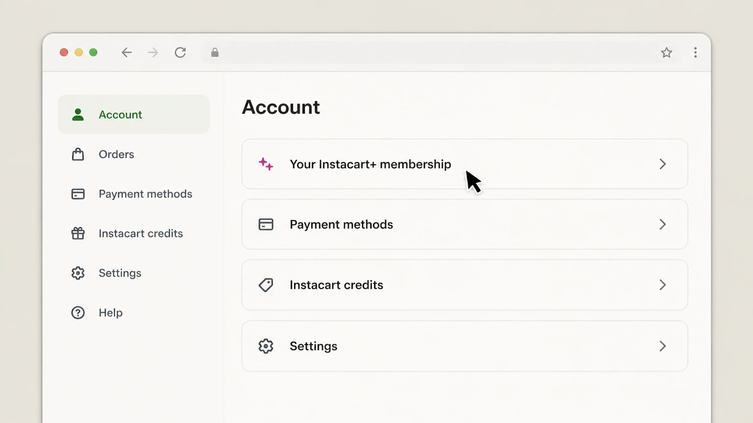 Instacart+ web cancellation: Open Your Instacart+ membership