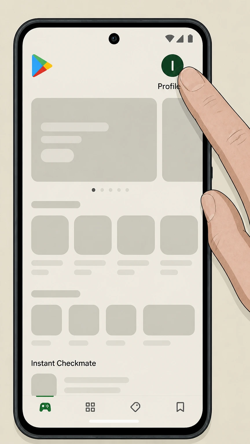 Instant Checkmate Google Play-billed subscription: Open the account menu