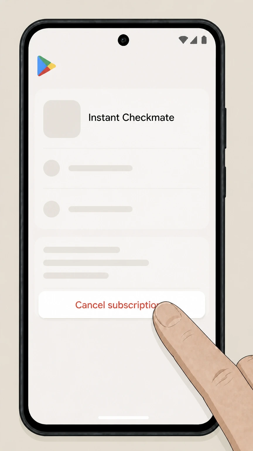 Instant Checkmate Google Play-billed subscription: Cancel the subscription