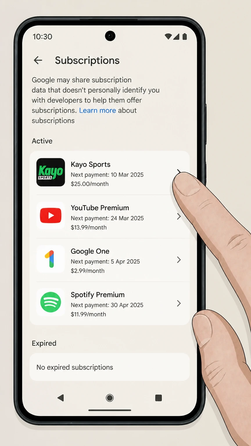Kayo Sports google-play cancellation: Choose Kayo Sports