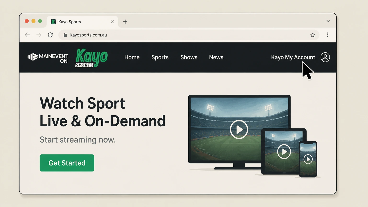 Kayo Sports web cancellation: Open Kayo My Account