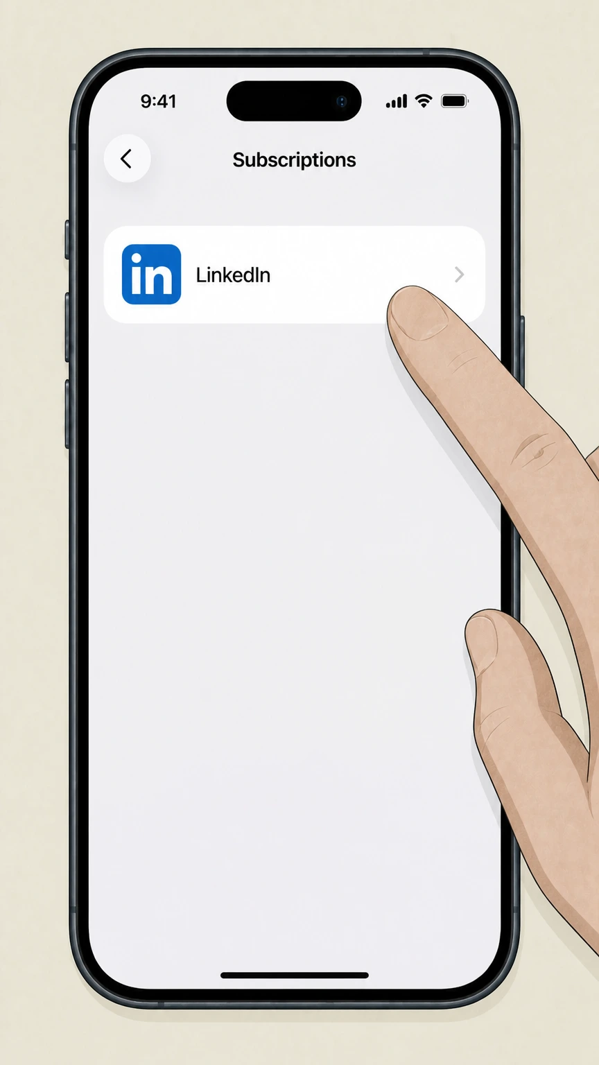 LinkedIn Apple iOS Settings (App Store–billed Premium) cancellation: Select LinkedIn