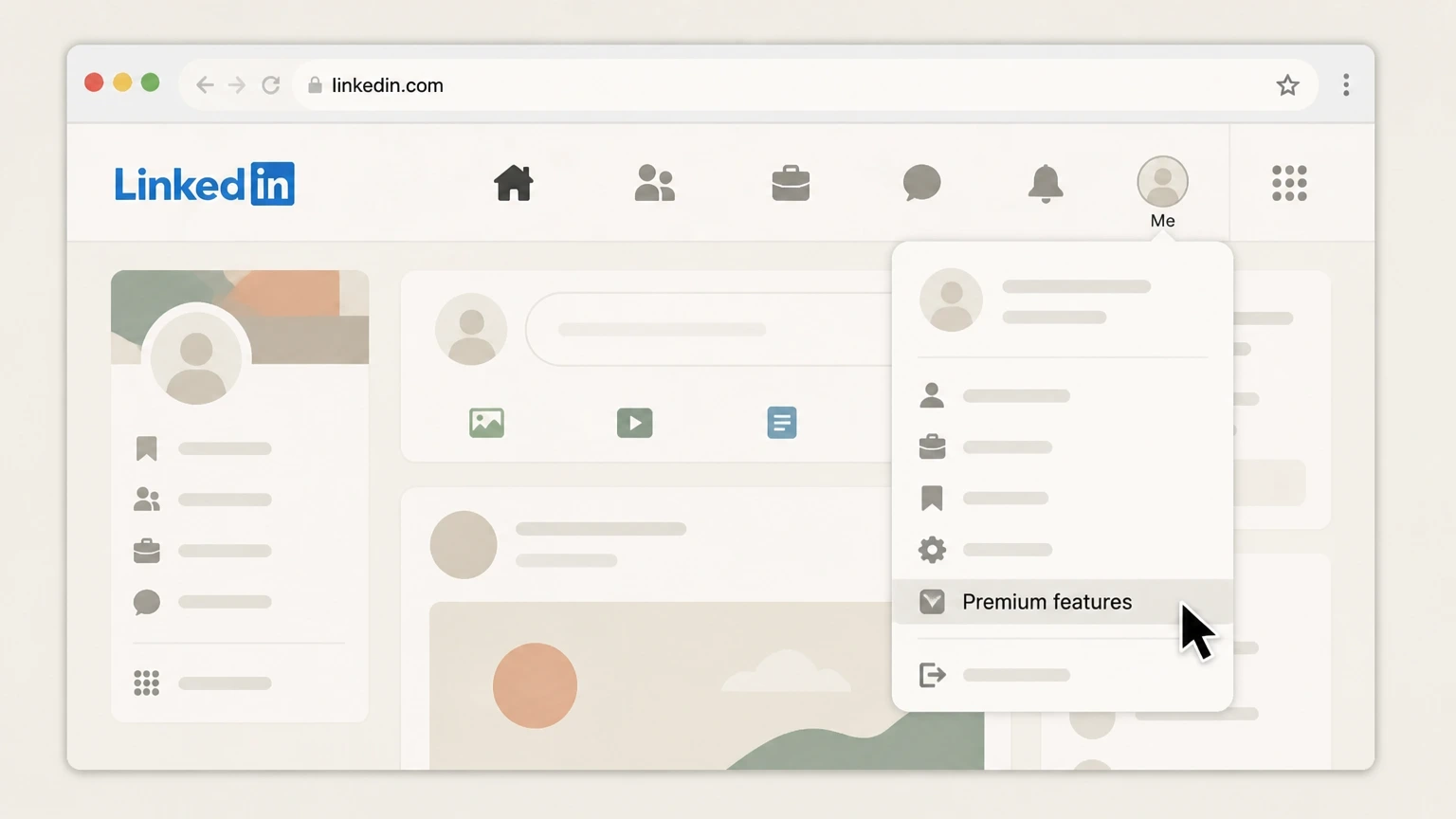 LinkedIn LinkedIn website (direct or Google Play–billed Premium) cancellation: Go to Premium features
