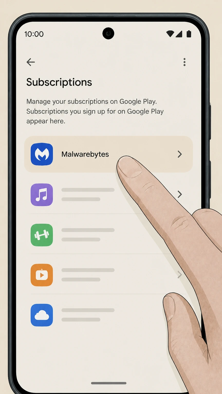 Malwarebytes google-play cancellation: Choose Malwarebytes