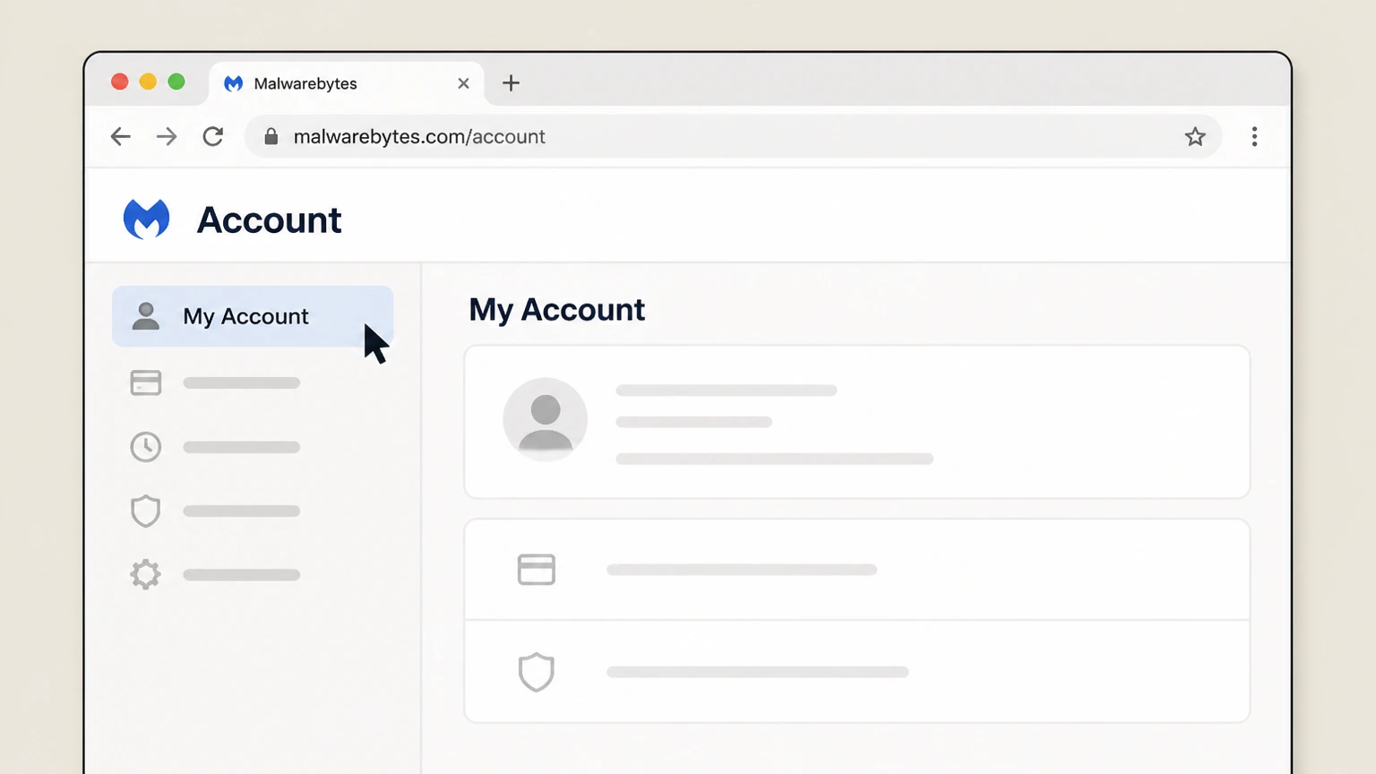 Malwarebytes web cancellation: Open My Account