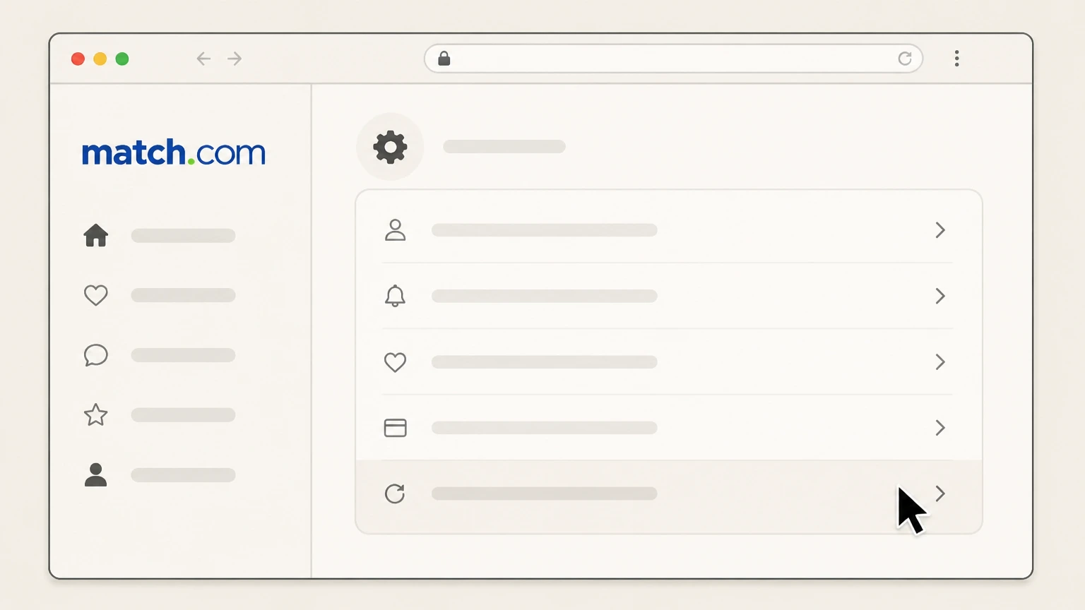 Match Match.com website (Match-billed subscriptions) cancellation: Open Manage Subscription