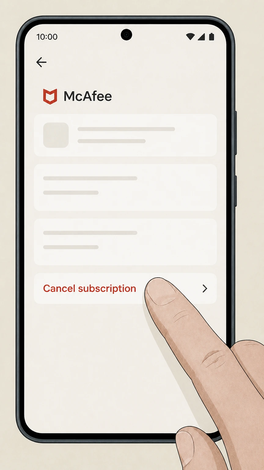 McAfee cancel a google play subscription: Choose Cancel subscription