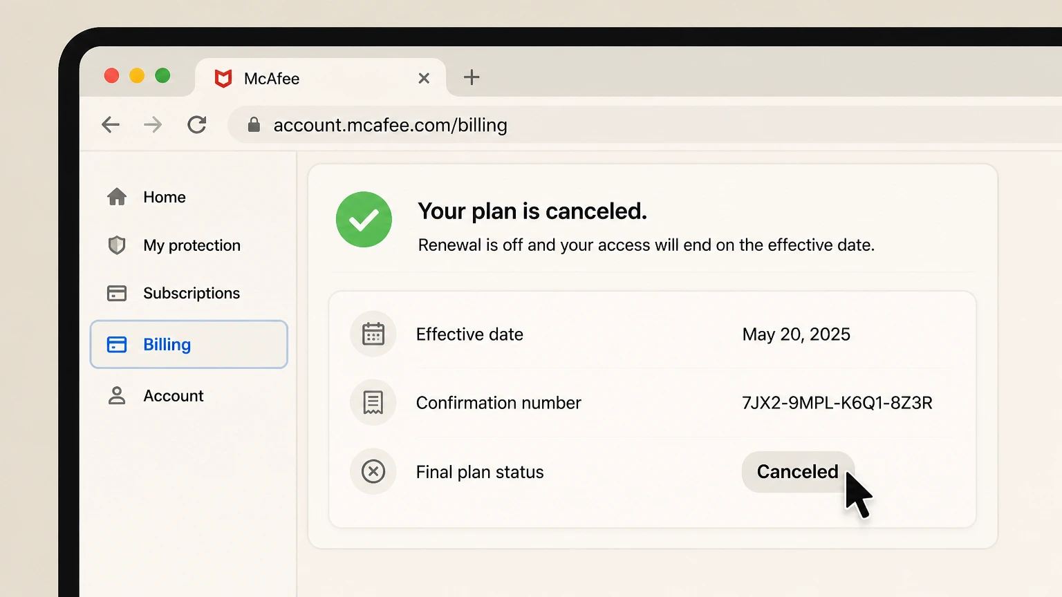 McAfee retail-partner cancellation: Keep partner confirmation